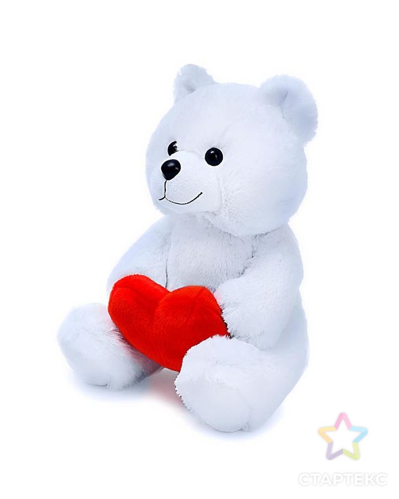 Мягкая игрушка «Медведь Вельвет» с валентинкой, 30 см, цвет белый арт. СМЛ-65770-1-СМЛ0004201500