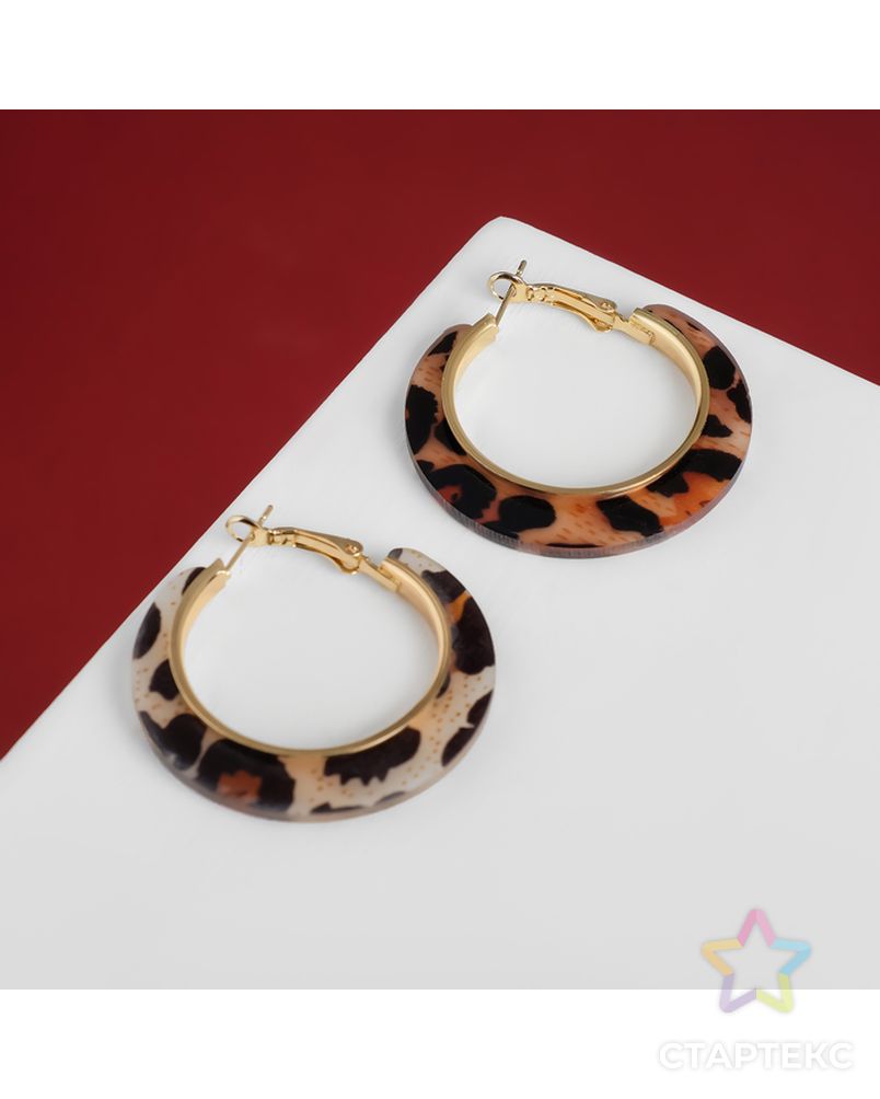 Серьги-кольца "Паради" полукруг леопард, цвет МИКС в золоте, d=4.5 арт. СМЛ-30486-1-СМЛ4213217 3