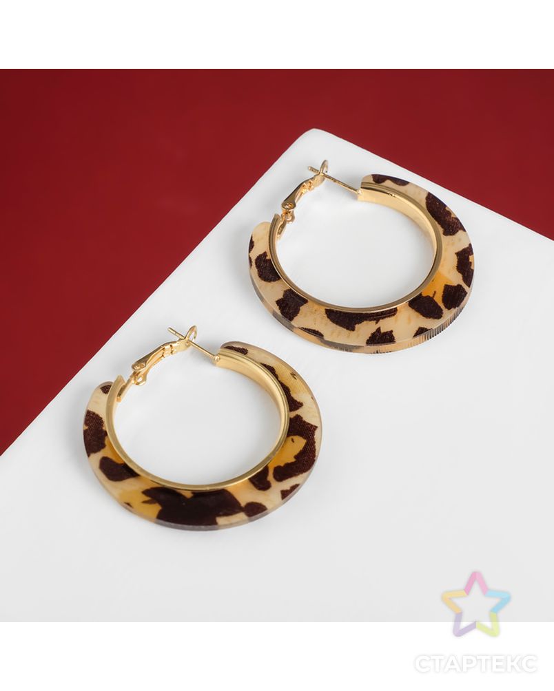 Серьги-кольца "Паради" полукруг леопард, цвет МИКС в золоте, d=4.5 арт. СМЛ-30486-1-СМЛ4213217 5