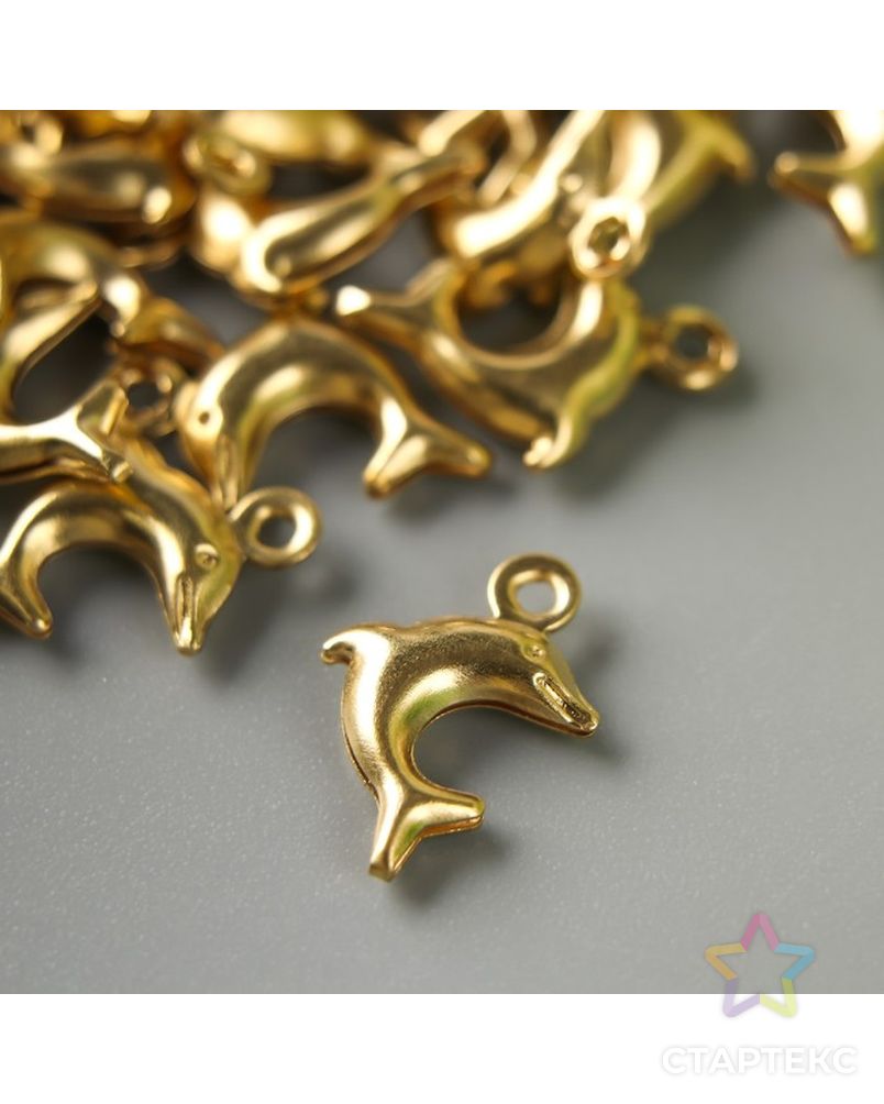 Декор для творчества металл "Дельфин" золото набор 100 шт 1,3х1,3 см арт. СМЛ-30967-1-СМЛ4219321 2