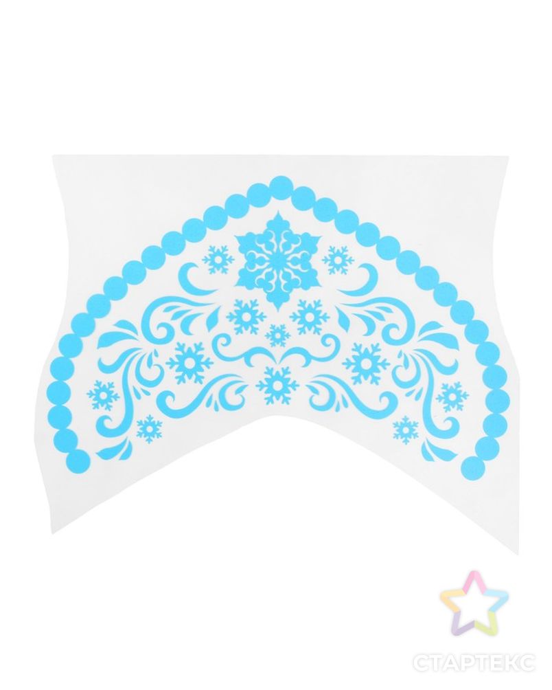 Термонаклейка на кокошник "Снежинки с завитками", синяя с серебром арт. СМЛ-65782-1-СМЛ0004239879 1