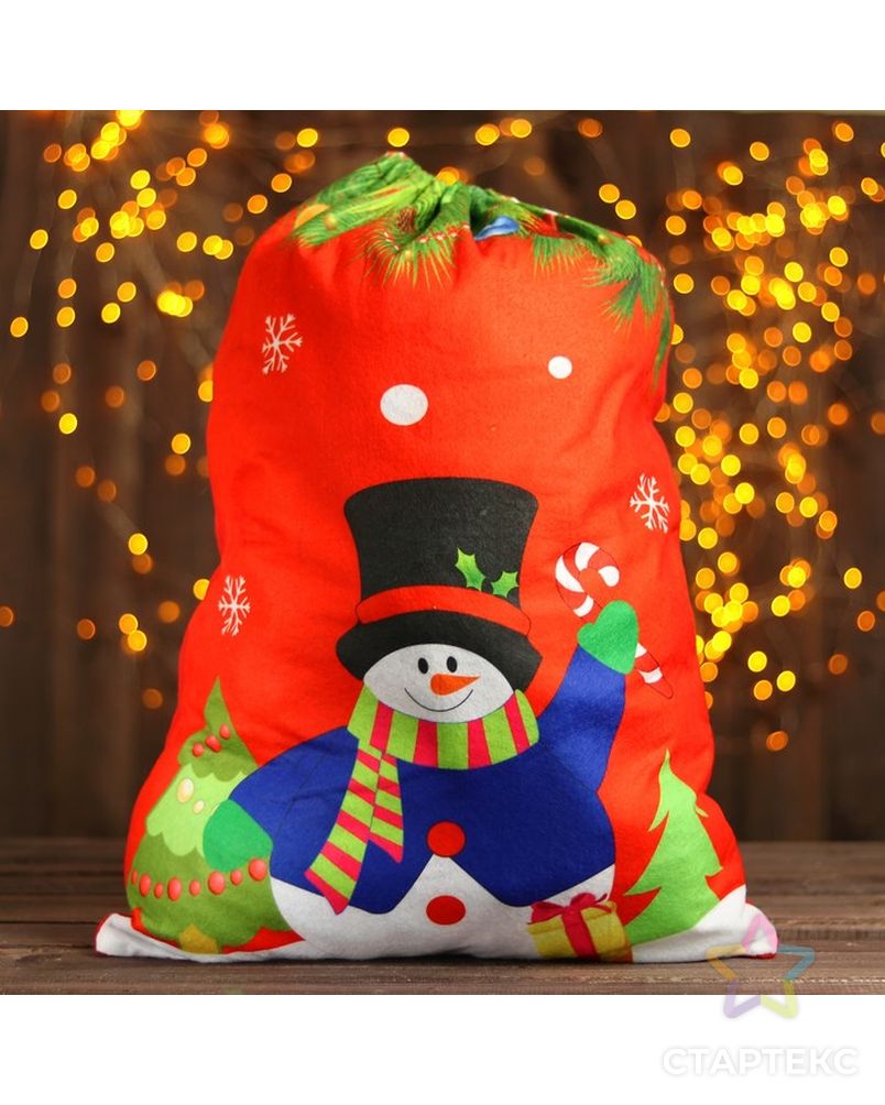 Мешок Деда Мороза «Снеговик», 58 × 42 см арт. СМЛ-73280-1-СМЛ0004243281 1