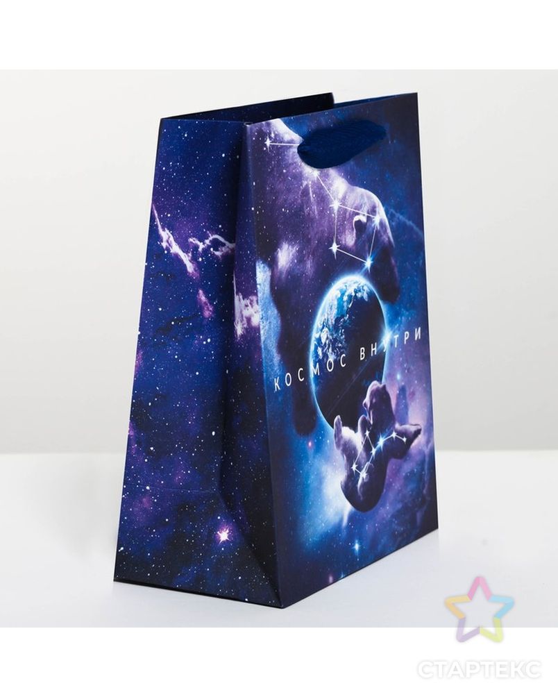 Пакет подарочный вертикальный «Космос внутри», MS 18 х 23 × 10 см арт. СМЛ-68692-1-СМЛ0004243608 2