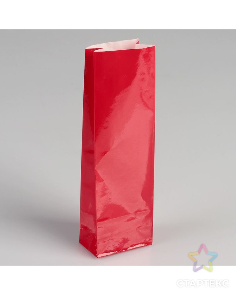 Пакет бумажный фасовочный, глянцевый, красный, 5,5 х 3 х 17 см арт. СМЛ-66404-1-СМЛ0004251114 1