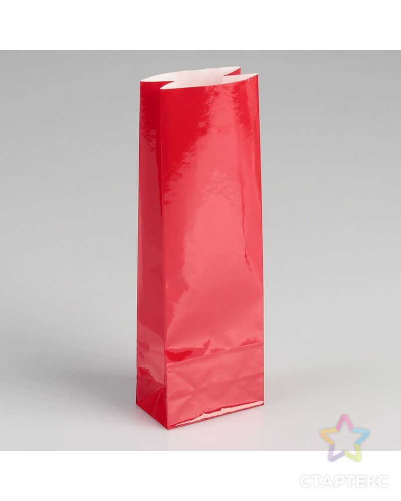 Пакет бумажный фасовочный, глянцевый, красный, 7 х 4 х 21 см арт. СМЛ-133732-1-СМЛ0004251120 1