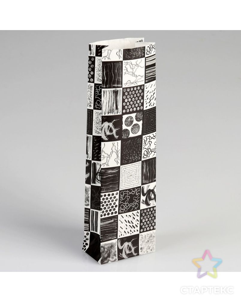 Пакет бумажный фасовочный "Графика", матовый, чёрный, 7 х 4 х 23 см арт. СМЛ-190604-1-СМЛ0004251127 1