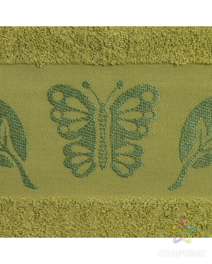 Полотенце махровое Fiesta Cotonn Butterfly 70х130 см, цвет зеленый, хлопок 500г/м2 арт. СМЛ-28682-2-СМЛ4251262