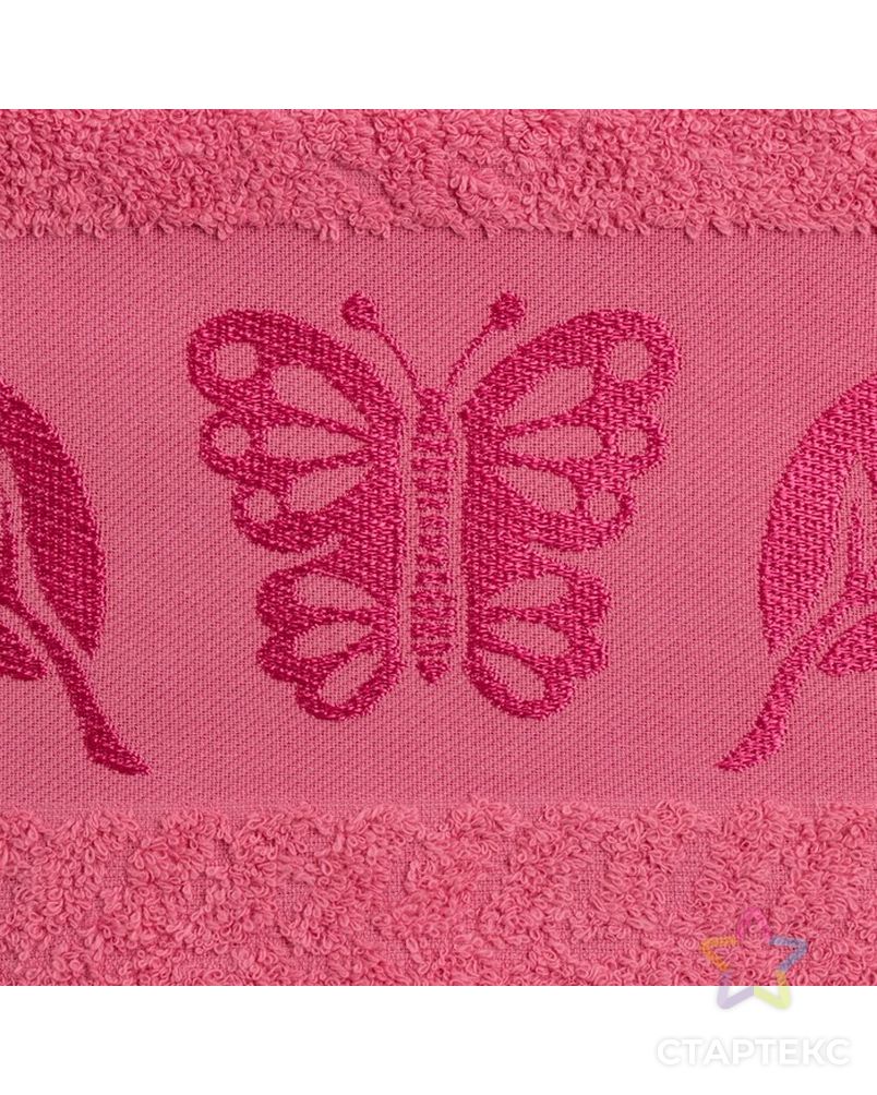 Полотенце махровое Fiesta Cotonn Butterfly 50х90 см, розовый, хлопок 100%, 420г/м2 арт. СМЛ-31913-1-СМЛ4251263 2