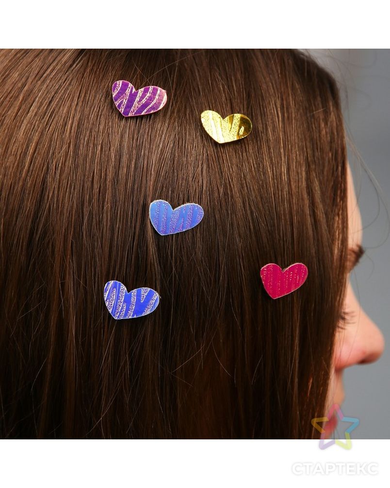 Заколки для волос «Липучки», сердечки, 8 шт., Маша и Медведь арт. СМЛ-31948-1-СМЛ4254202 5