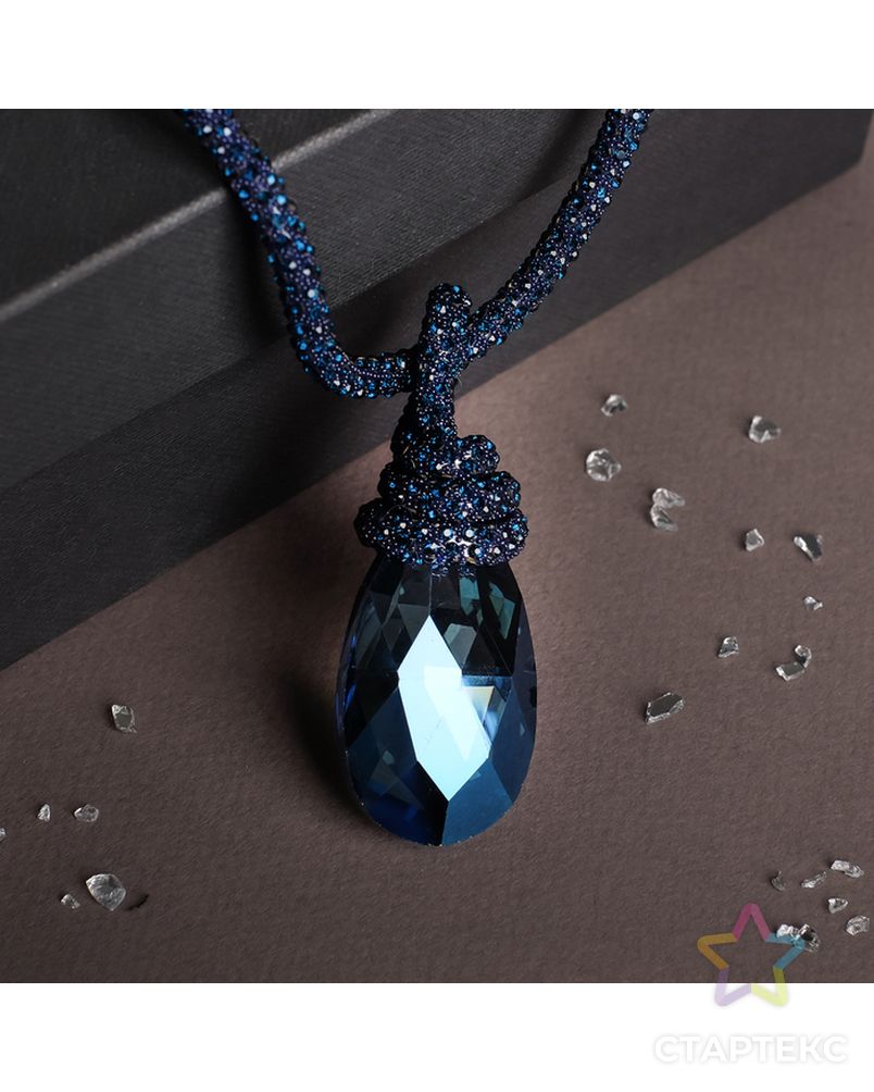 Кулон на шнурке "Сокровище" крупный кристалл, 50см, цвет чёрно-синий арт. СМЛ-32343-2-СМЛ4258061 1