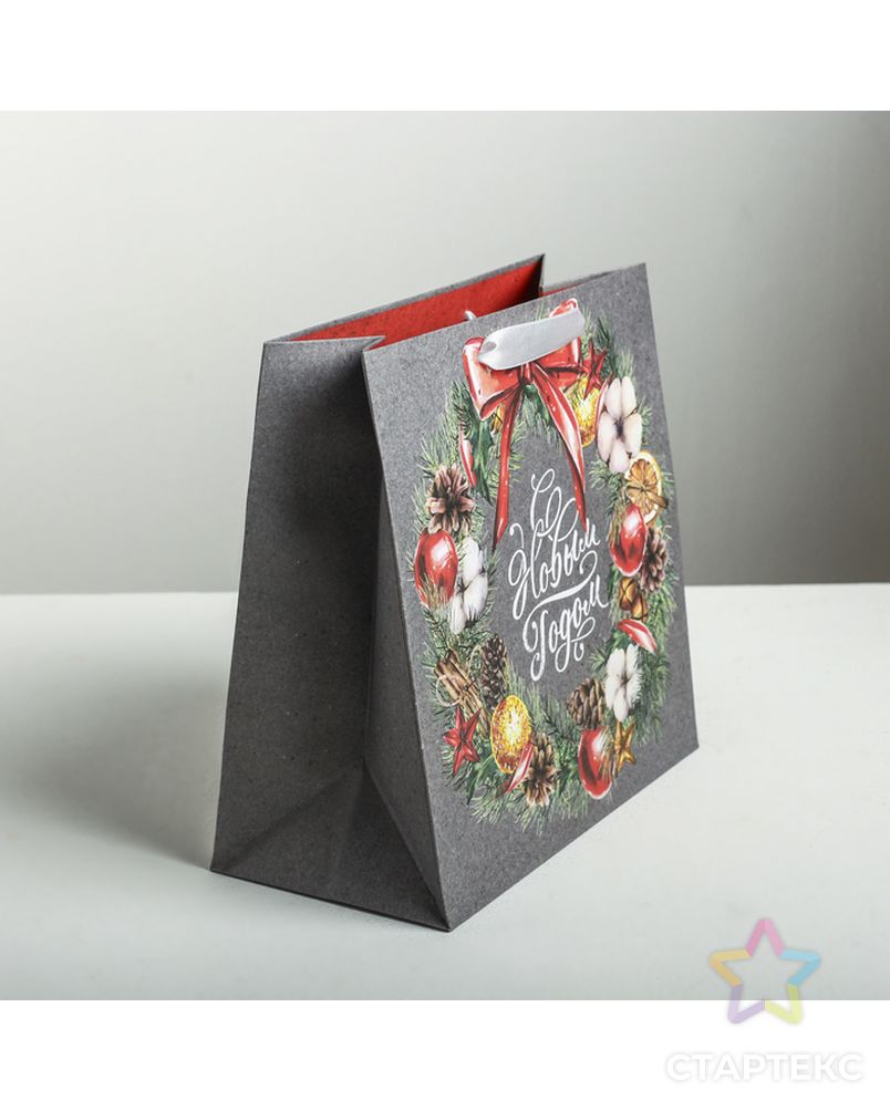 Пакет крафтовый квадратный «С Новым годом», 14 × 14 × 9 см арт. СМЛ-117669-2-СМЛ0004275576 2