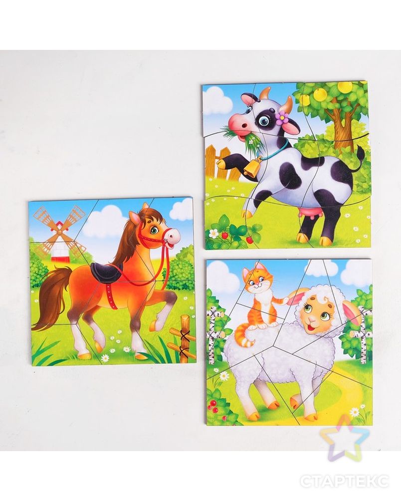 Пазл разрезной «Животные фермы», 3 картинки в раме арт. СМЛ-69445-1-СМЛ0004276013 2