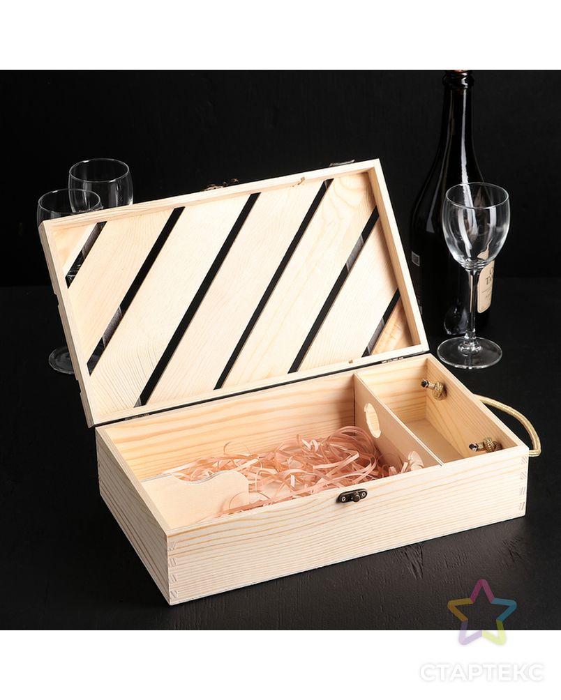 Ящик для хранения вина 35×20 см "Мускаде", на 2 бутылки арт. СМЛ-68510-1-СМЛ0004279250 6