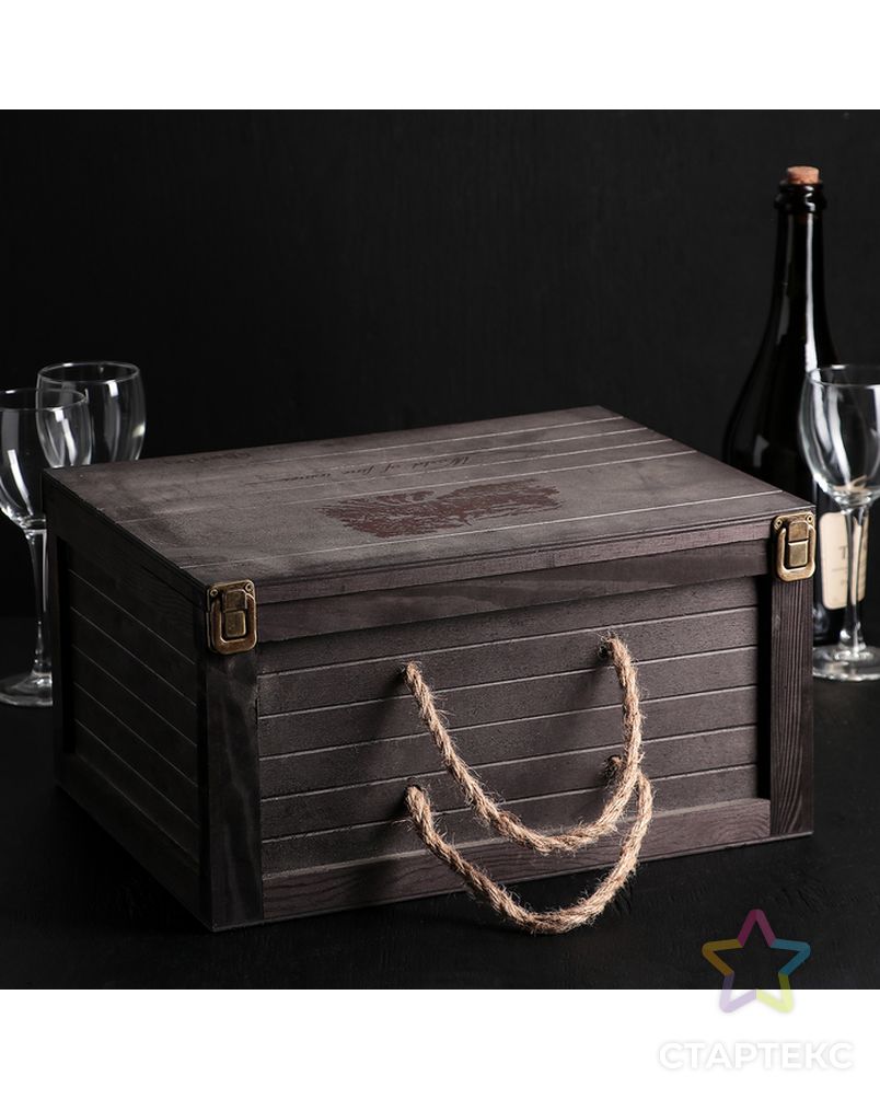 Ящик для хранения вина «Карибы « 35×27×17 см, на 6 бутылок арт. СМЛ-68512-1-СМЛ0004279252 2