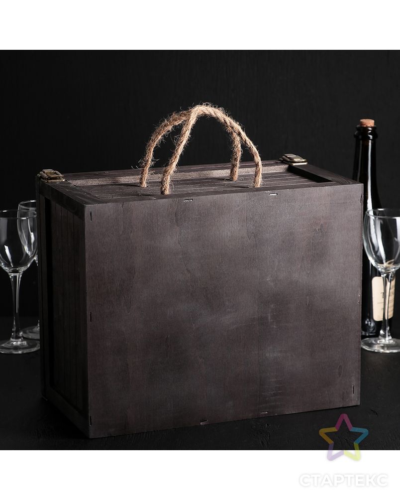 Ящик для хранения вина «Карибы « 35×27×17 см, на 6 бутылок арт. СМЛ-68512-1-СМЛ0004279252 4