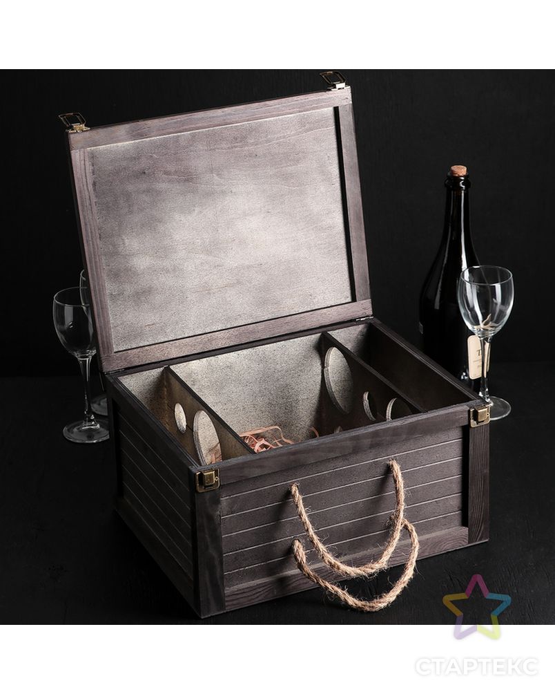 Ящик для хранения вина «Карибы « 35×27×17 см, на 6 бутылок арт. СМЛ-68512-1-СМЛ0004279252 6