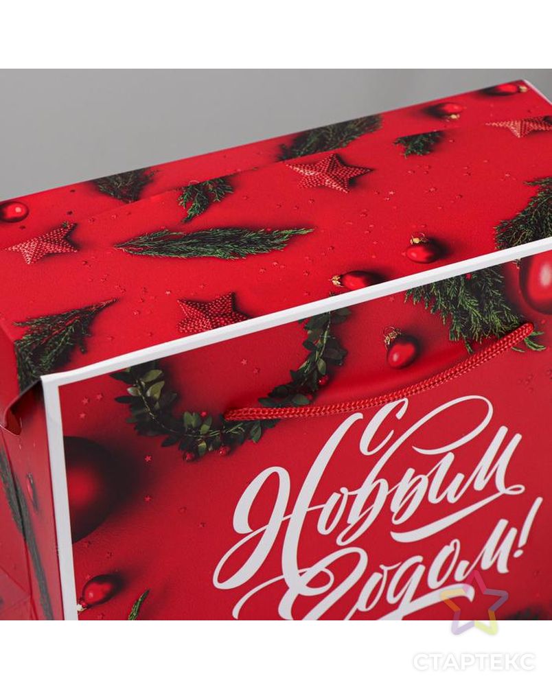 Пакет—коробка «Счастья в Новом году!», 28 × 20 × 13 см арт. СМЛ-98632-2-СМЛ0004295837 4