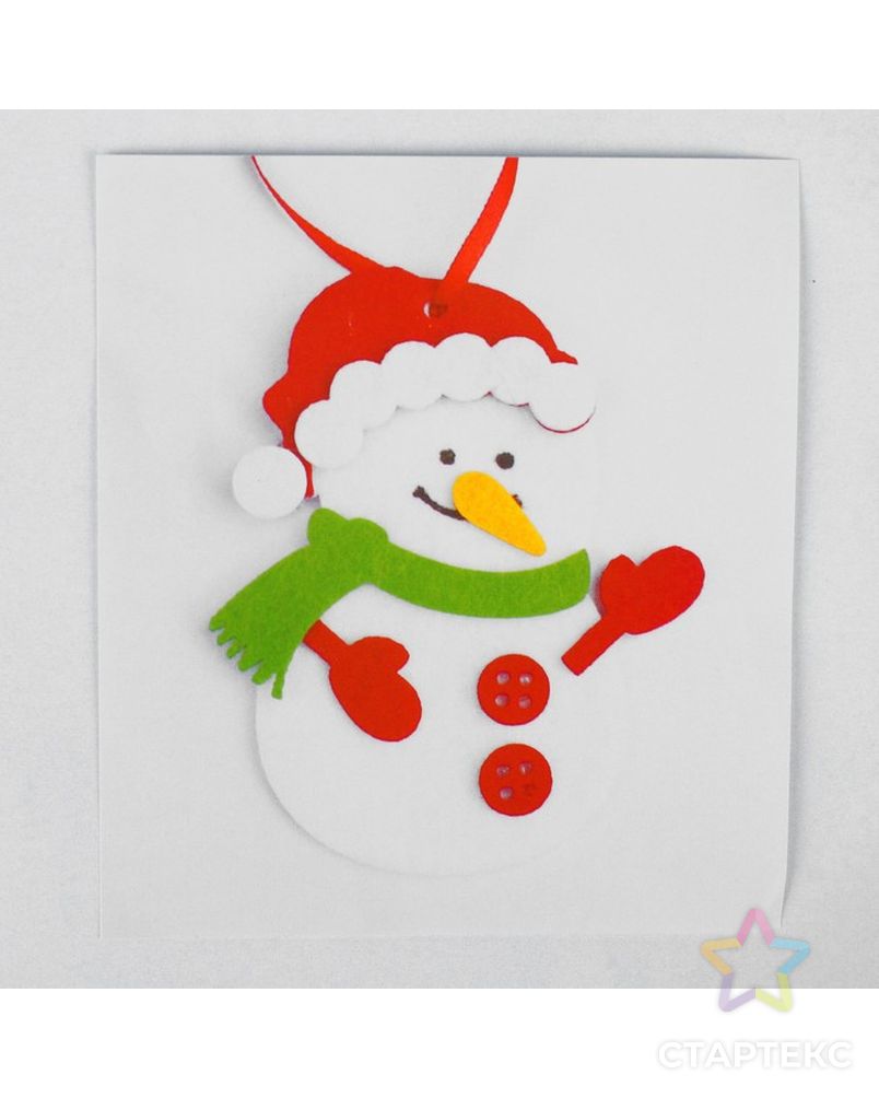 Набор для творчества-создай елочное украшение из фетра «Веселый снеговик» арт. СМЛ-37632-1-СМЛ0004298790 3