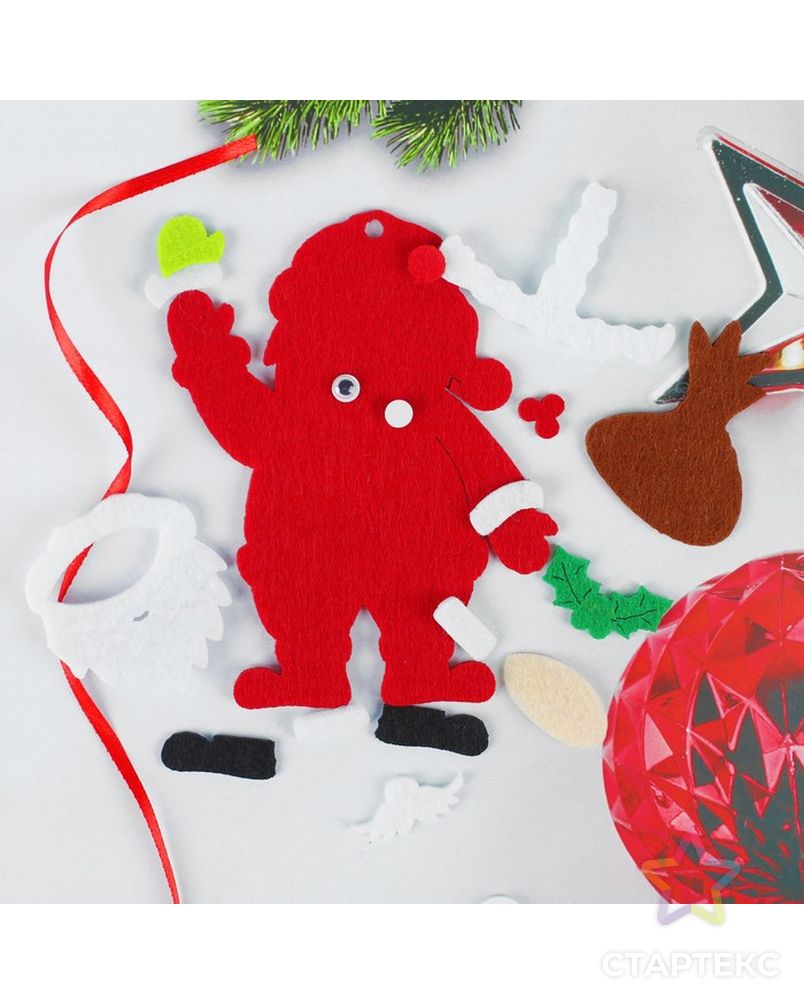Набор для творчества-создай елочное украшение из фетра «Дед мороз с мешком подарков» арт. СМЛ-37636-1-СМЛ0004298794 2