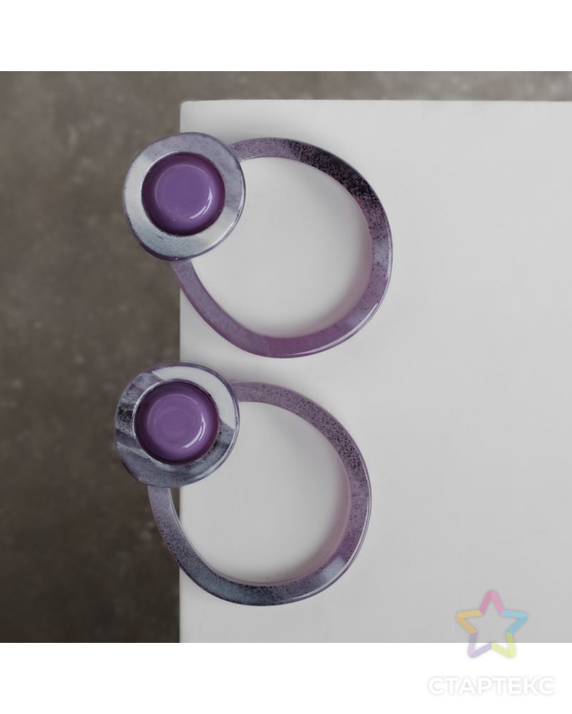 Серьги пластик "Стиль" круги двойные, цвет фиолетовый арт. СМЛ-33787-1-СМЛ4308325
