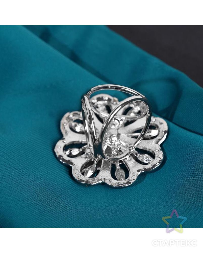 Кольцо для платка "Цветок" с бабочкой, цветная в серебре арт. СМЛ-205515-1-СМЛ0004311381