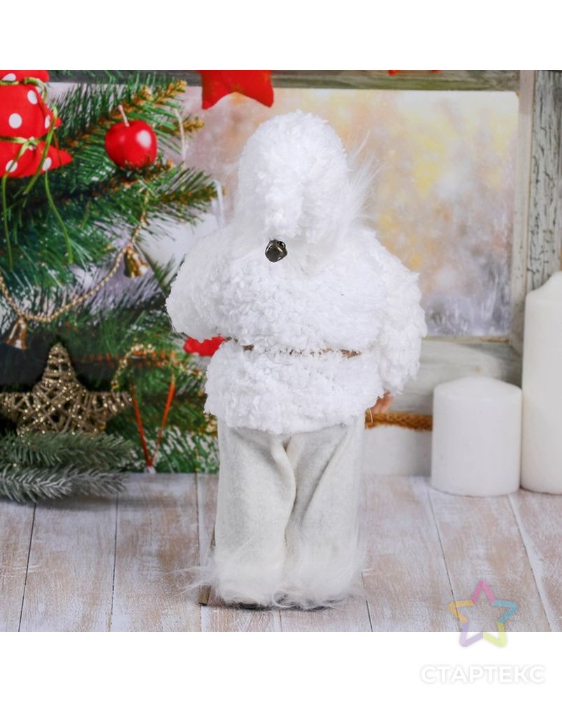 Дед Мороз в белой шубке с посохом 28 см арт. СМЛ-70650-1-СМЛ0004316756 3