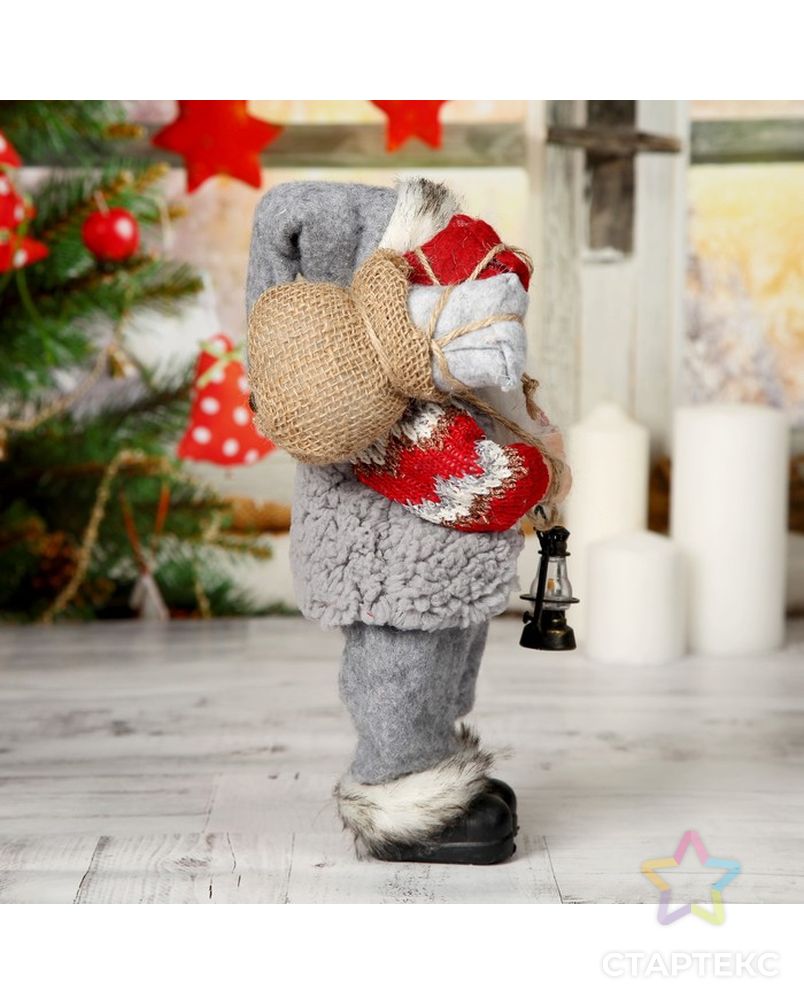 Дед Мороз в вязаном костюме с фонарём 30 см арт. СМЛ-70226-1-СМЛ0004316757 4