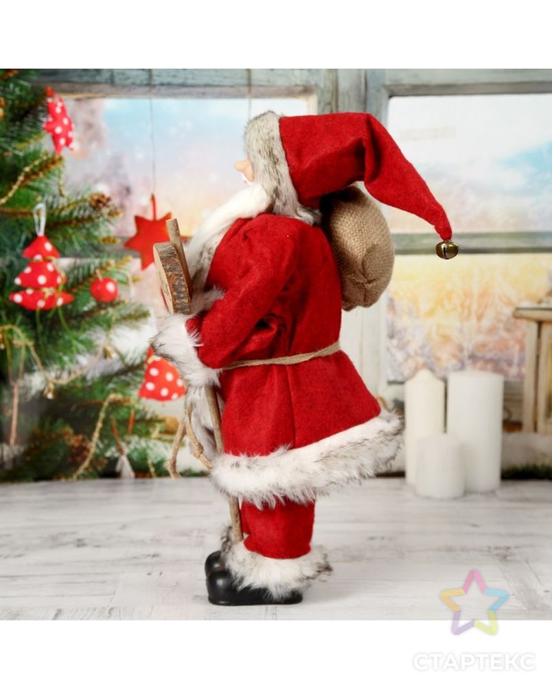 Дед Мороз в красной шубке приветствующий 45 см арт. СМЛ-70227-1-СМЛ0004316758 2