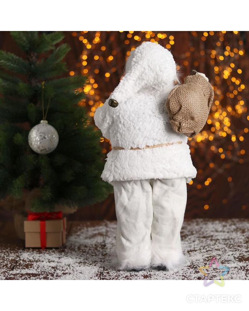 Дед Мороз в белой шубке с фонариком 43 см арт. СМЛ-70402-1-СМЛ0004316761 3