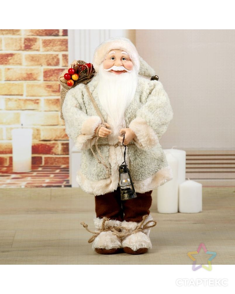 Дед Мороз в шубке с фонариком и гостинцами 46 см арт. СМЛ-70403-1-СМЛ0004316762 1