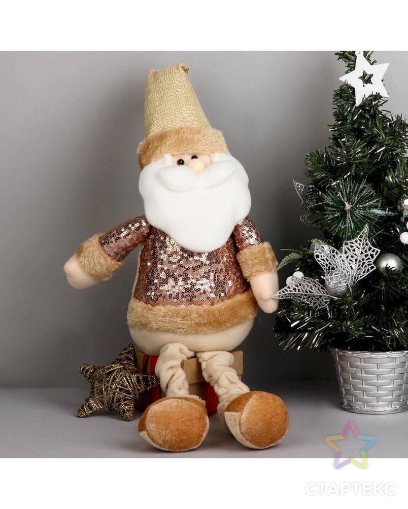 Мягкая игрушка "Дед Мороз в пайетках - длинные ножки" сидит 13*52 см арт. СМЛ-71150-1-СМЛ0004316881 1