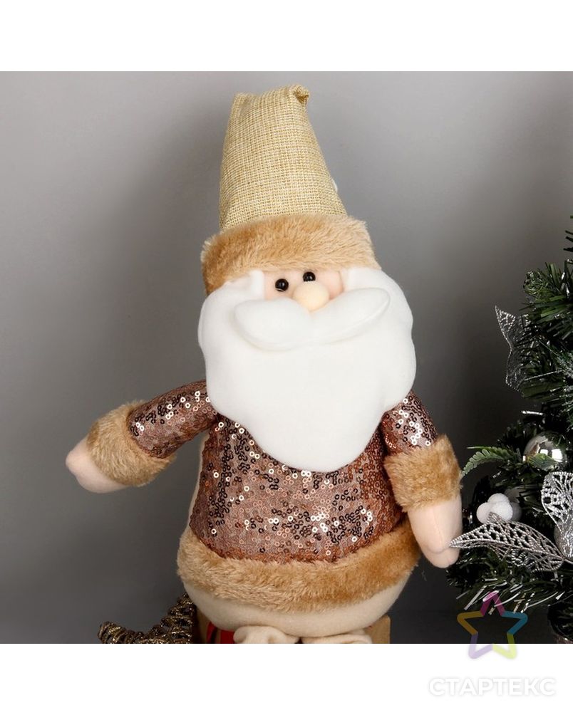 Мягкая игрушка "Дед Мороз в пайетках - длинные ножки" сидит 13*52 см арт. СМЛ-71150-1-СМЛ0004316881 2
