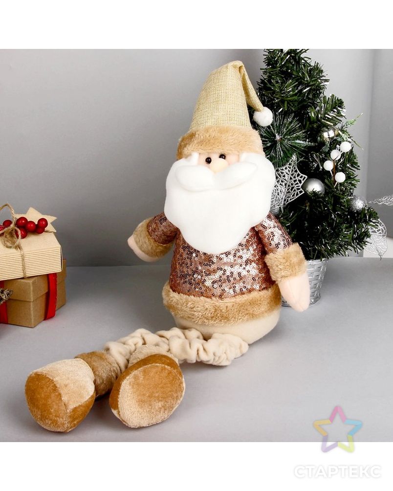 Мягкая игрушка "Дед Мороз в пайетках - длинные ножки" сидит 13*52 см арт. СМЛ-71150-1-СМЛ0004316881 3