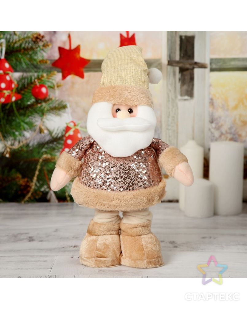 Мягкая игрушка "Дед Мороз в пайетках" стоит 15*41 см (в сложенном виде 30 см) арт. СМЛ-70090-1-СМЛ0004316883 1