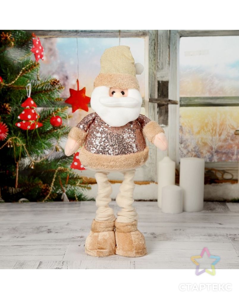Мягкая игрушка "Дед Мороз в пайетках" стоит 15*41 см (в сложенном виде 30 см) арт. СМЛ-70090-1-СМЛ0004316883 2
