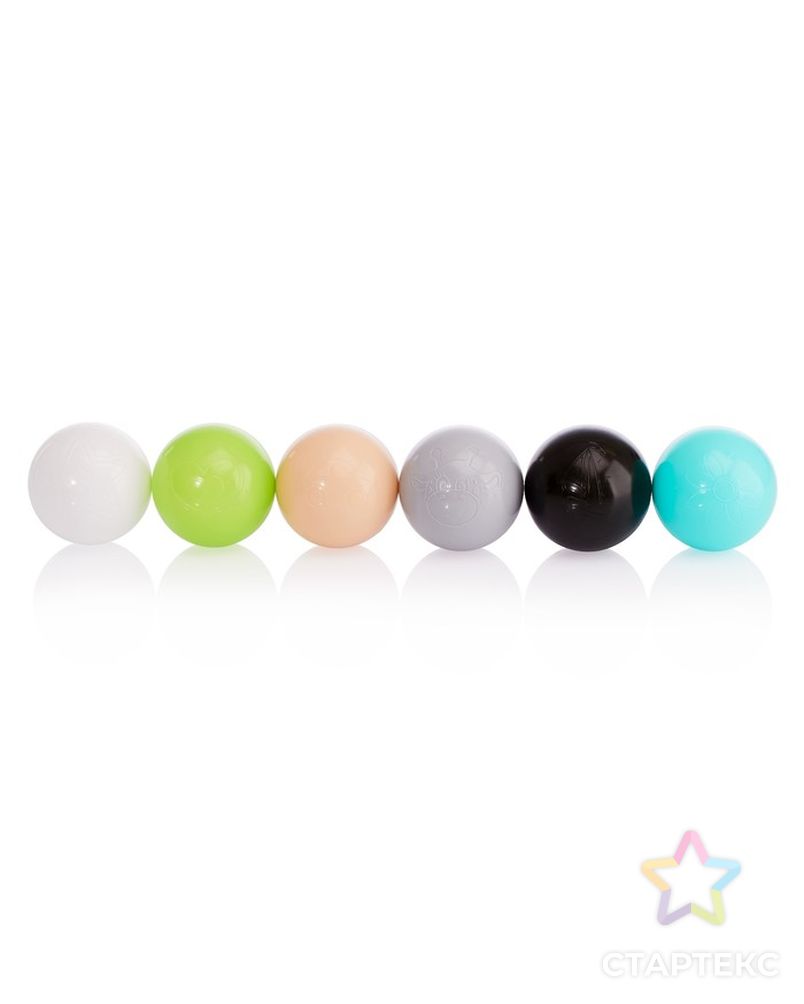 Набор шаров 150 шт, цвета: бирюзовый, серый, белый, чёрный, салатовый, бежевый, диаметр 7,5 см арт. СМЛ-68355-1-СМЛ0004328413 3