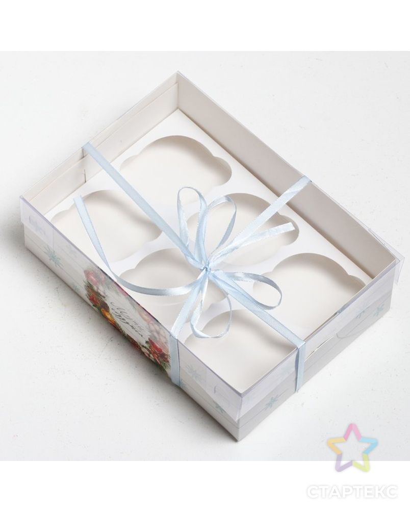 Коробка для капкейка Happy New Year, 23 × 16 × 7.5 см арт. СМЛ-70491-1-СМЛ0004334745 3