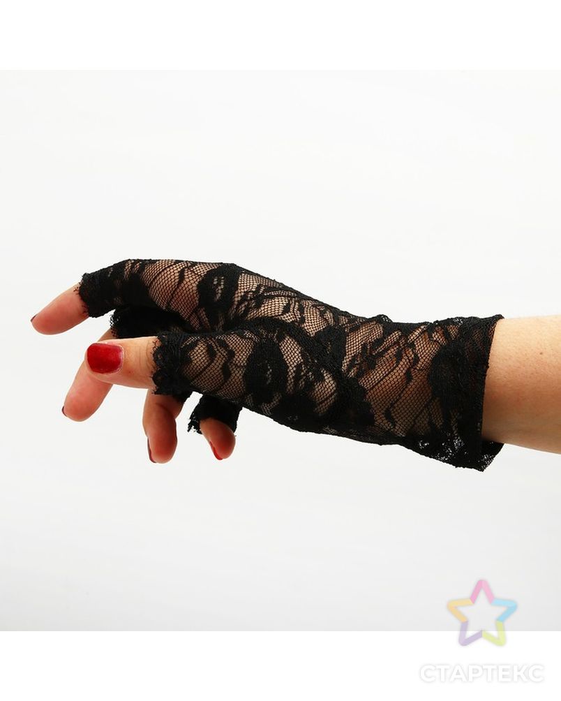 Карнавальные перчатки «Леди», для взрослых, цвет чёрный арт. СМЛ-72247-1-СМЛ0004335194