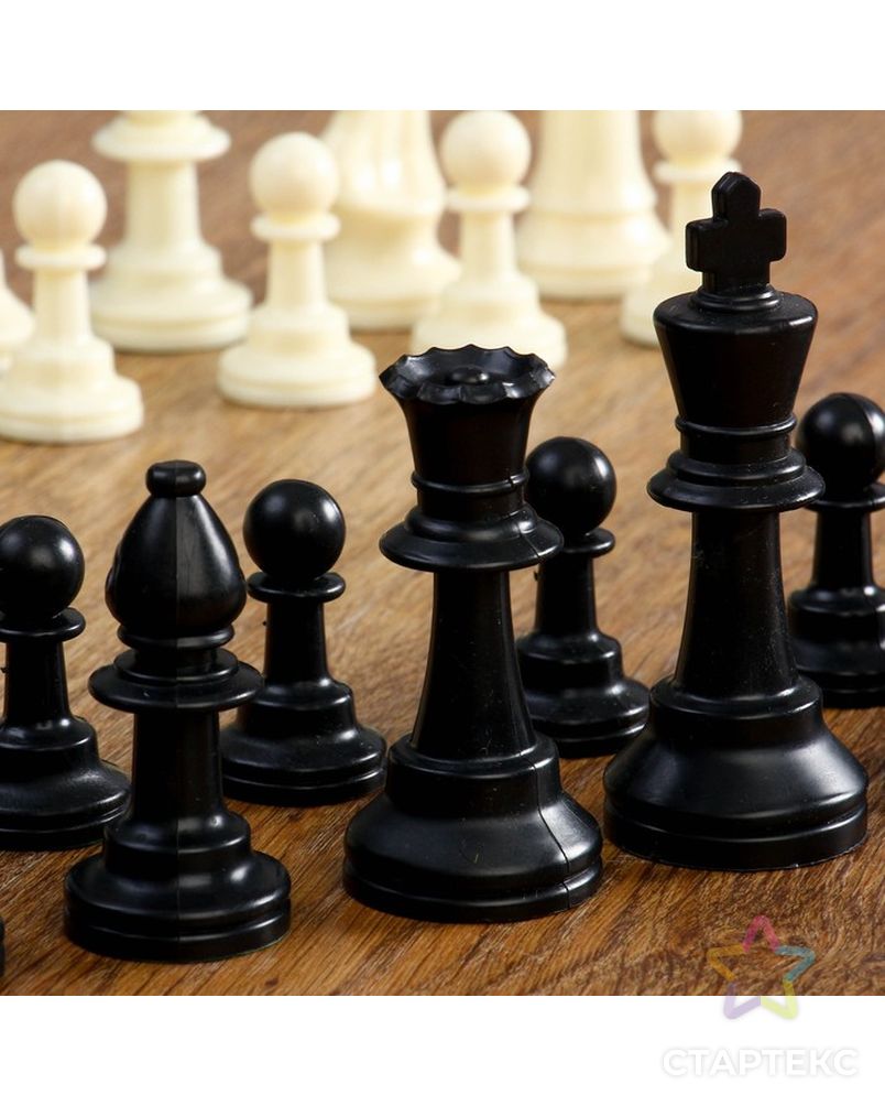 Фигуры шахматные пластиковые  (король h=9.7 см, пешка 4.2 см) арт. СМЛ-68546-1-СМЛ0004339335 2