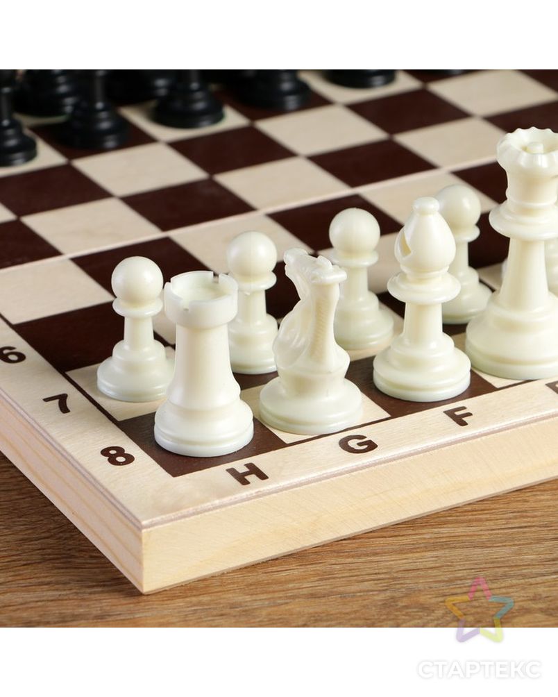 Фигуры шахматные пластиковые  (король h=7.5 см, пешка 3.5 см) арт. СМЛ-68547-1-СМЛ0004339336 3