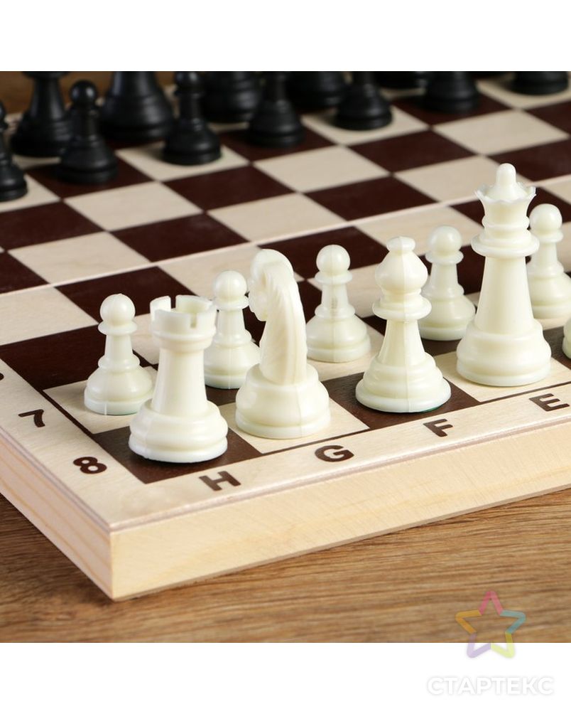 Фигуры шахматные пластиковые  (король h=6.2 см, пешка 3 см) арт. СМЛ-68548-1-СМЛ0004339337 3