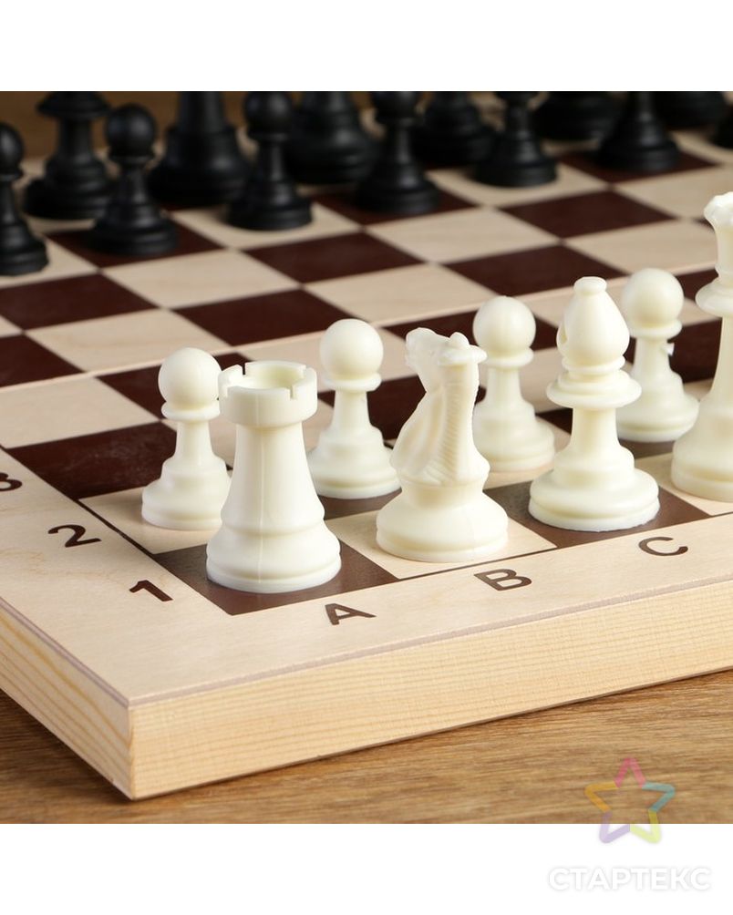 Фигуры шахматные пластиковые  (король h=9 см, пешка 4.1 см) арт. СМЛ-68550-1-СМЛ0004339339 3