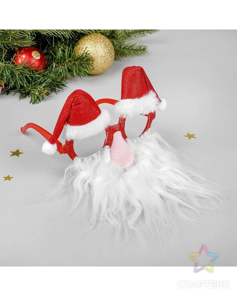 Карнавальные очки «Дед Мороз», в колпачке арт. СМЛ-70799-1-СМЛ0004342521 1