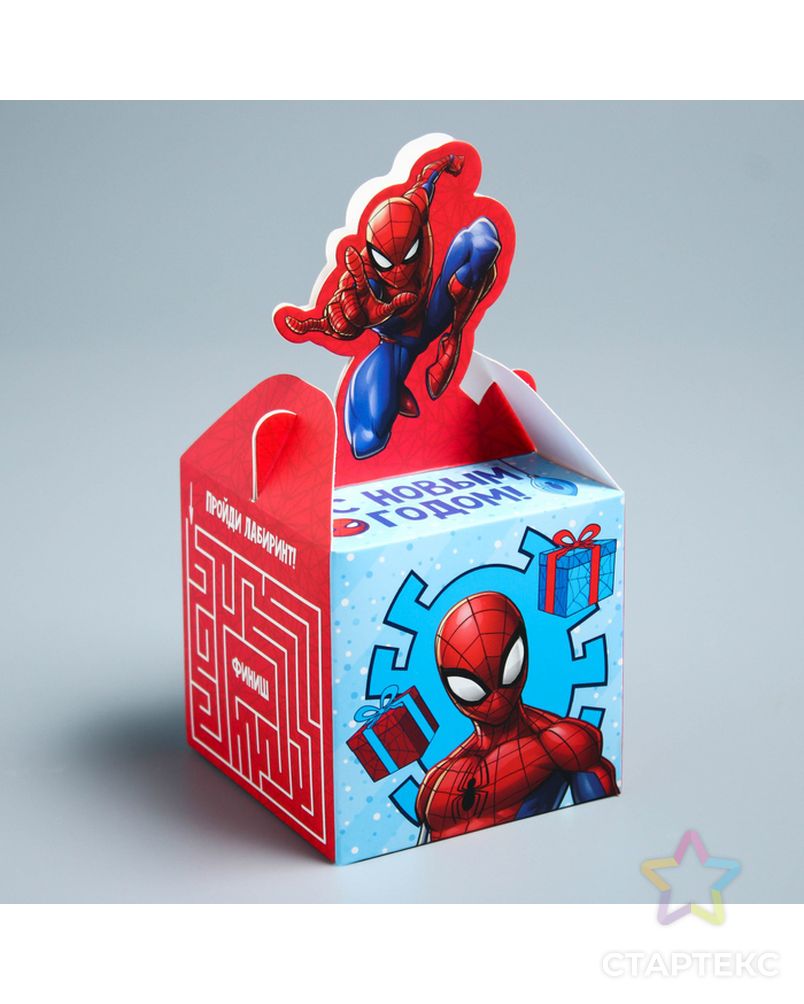 Коробка складная "С Новым годом!", Человек-паук, 9 х 9 х 9 см арт. СМЛ-69774-1-СМЛ0004344399 1