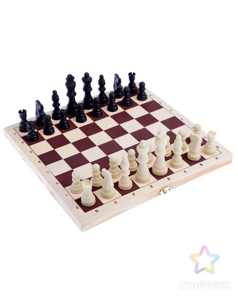 Настольная игра 2в1: шашки d=2.6 см, шахматы, король h=8 см, пешка h=3.5 см, поле 30х30 см арт. СМЛ-69011-1-СМЛ0004348872 1