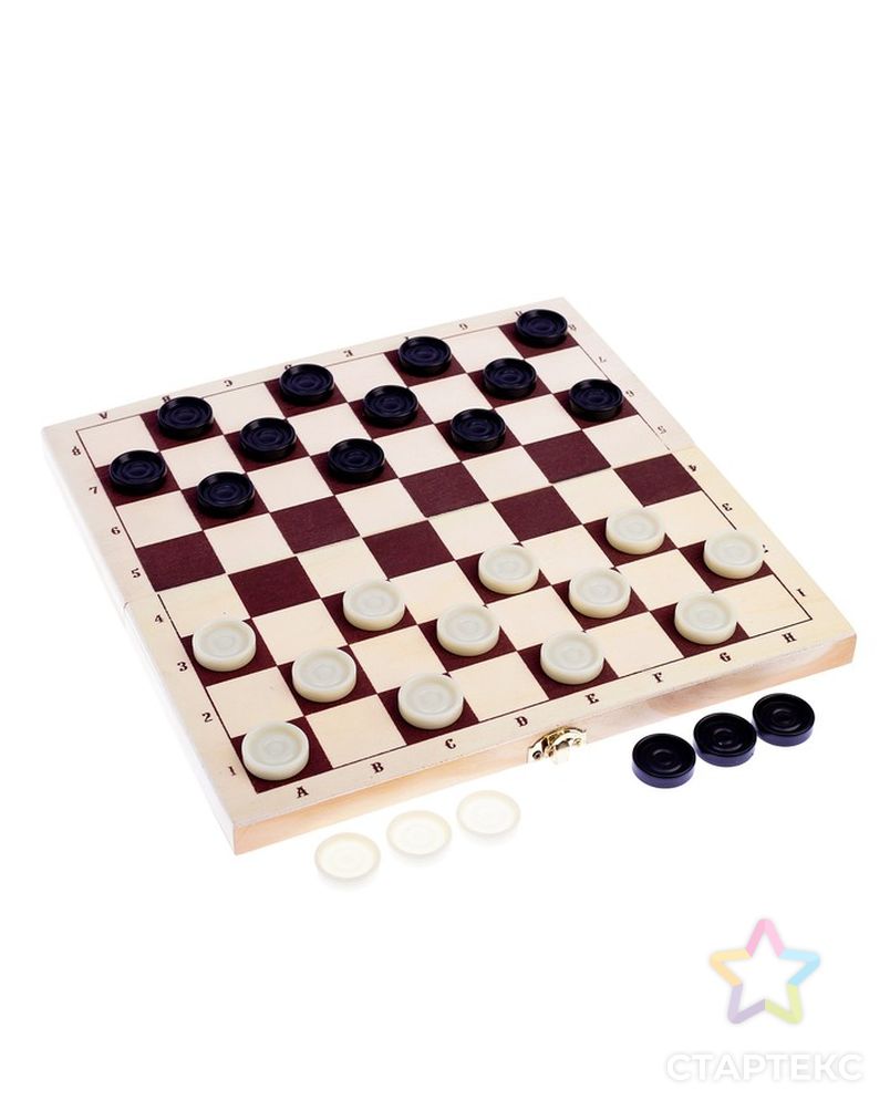 Настольная игра 2в1: шашки d=2.6 см, шахматы, король h=8 см, пешка h=3.5 см, поле 30х30 см арт. СМЛ-69011-1-СМЛ0004348872 4