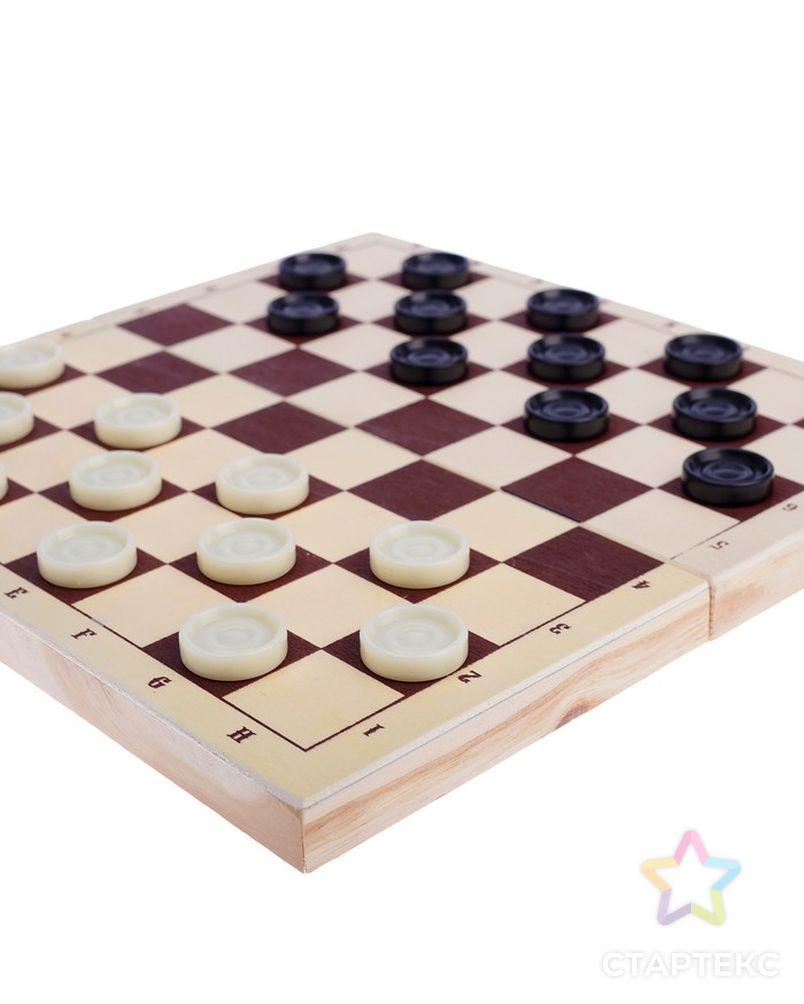 Настольная игра 2в1: шашки d=2.6 см, шахматы, король h=8 см, пешка h=3.5 см, поле 30х30 см арт. СМЛ-69011-1-СМЛ0004348872 5