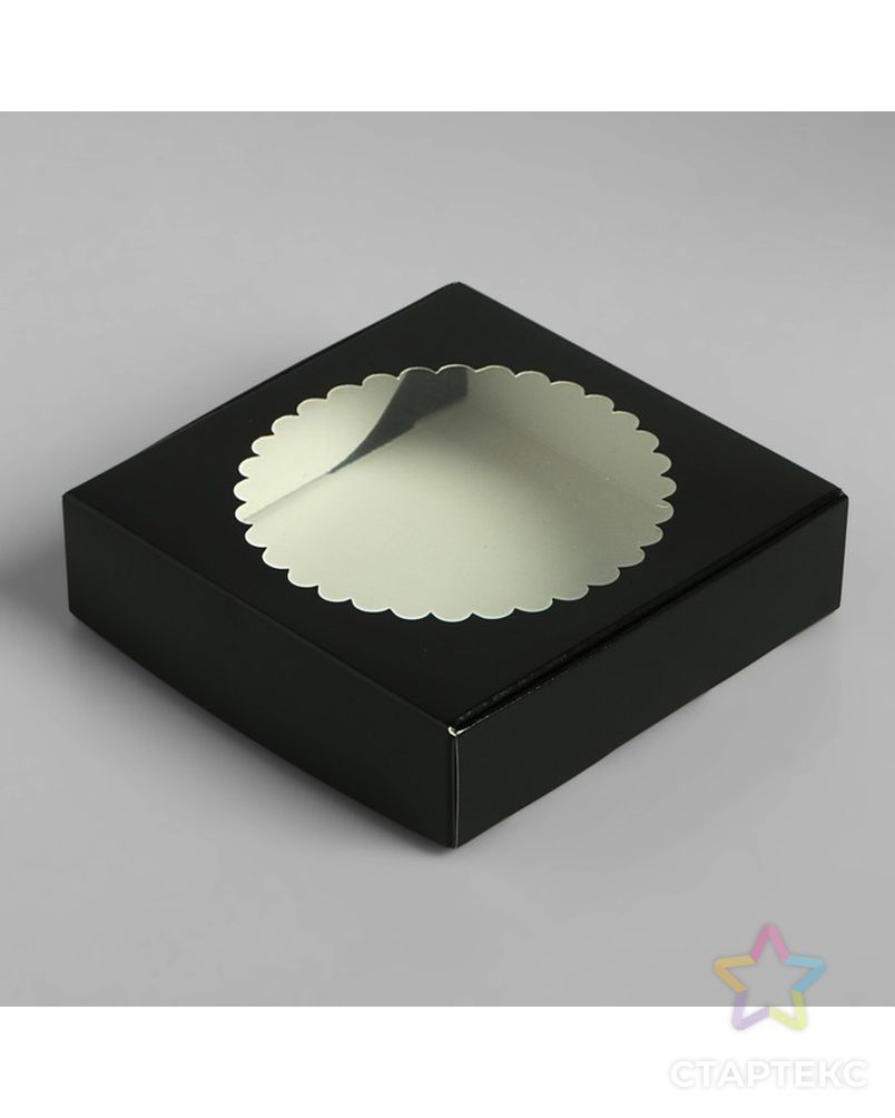 Подарочная коробка сборная с окном, бежевый, 11,5 х 11,5 х 3 см арт. СМЛ-98273-7-СМЛ0004351927 1