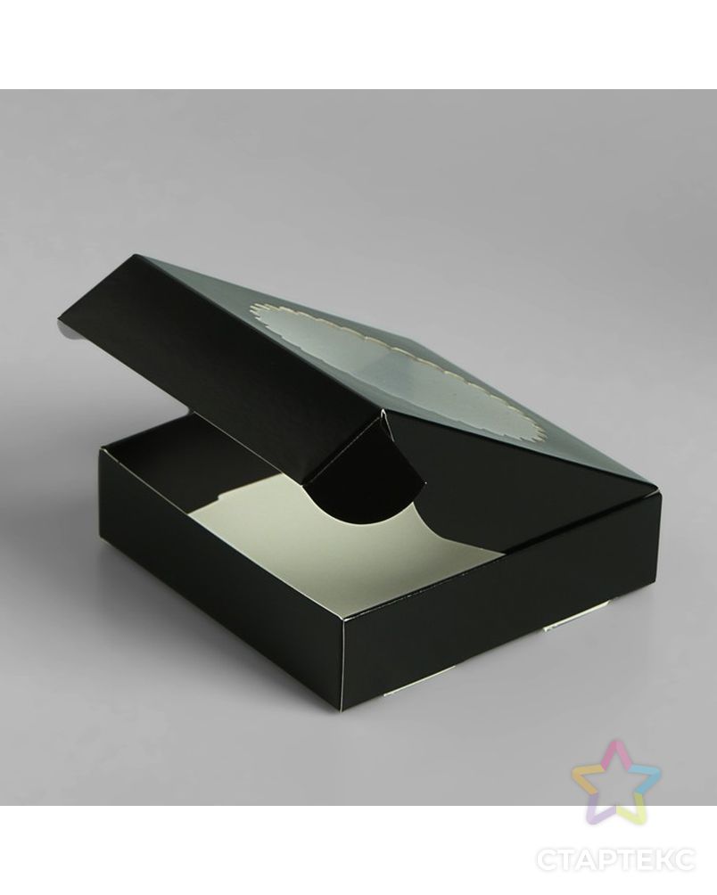 Подарочная коробка сборная с окном, бежевый, 11,5 х 11,5 х 3 см арт. СМЛ-98273-7-СМЛ0004351927 2