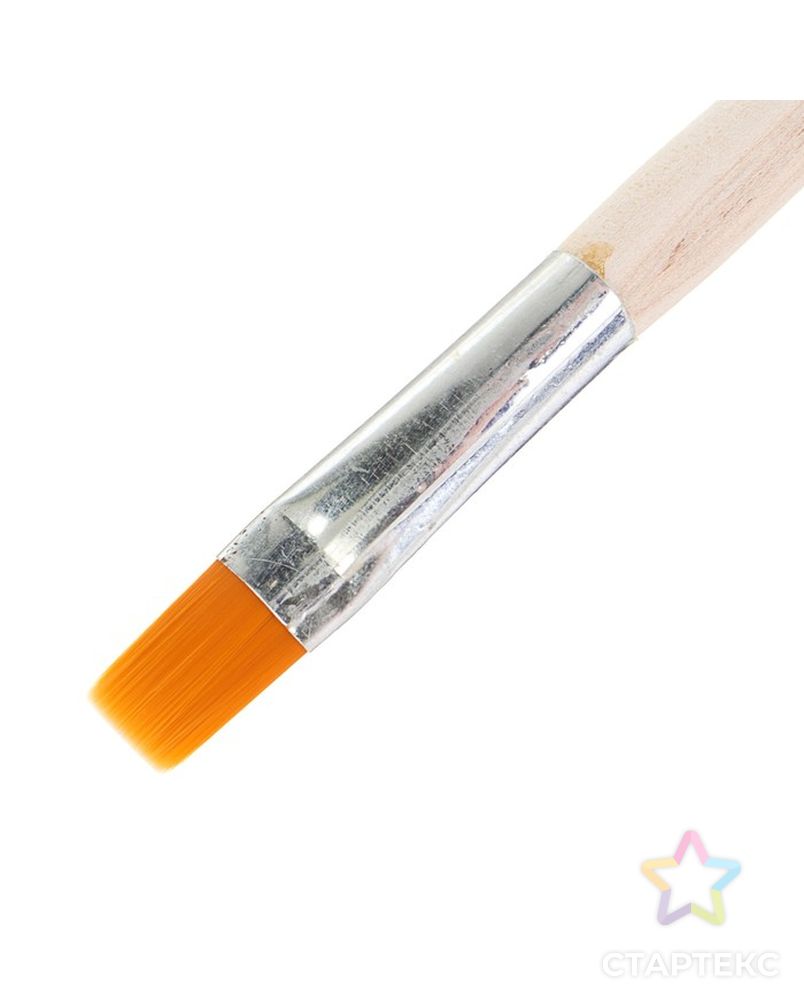 Кисть Синтетика Плоская №14 (ширина обоймы 14 мм; длина волоса 16 мм), деревянная ручка, Calligrata арт. СМЛ-205456-1-СМЛ0004352414 2